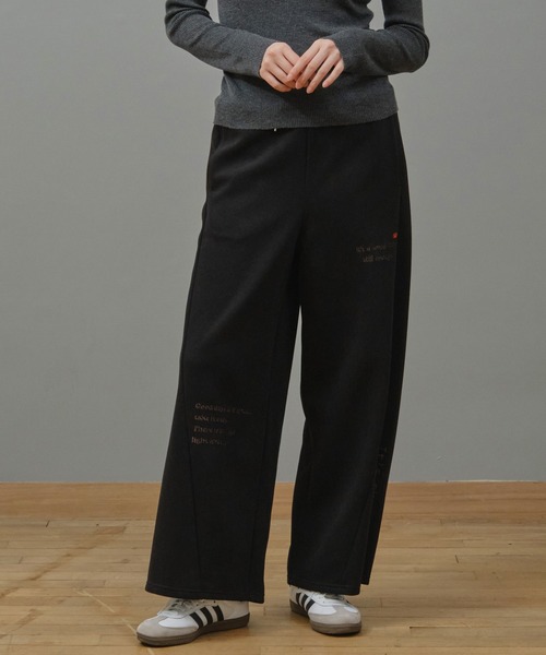 Nunc.(ヌンク)の「裏毛ロゴ刺繍ボンディングパンツ(スウェットパンツ・レディース・杢グレー/ブラック/オフホワイト・FREE)」の11枚目の写真