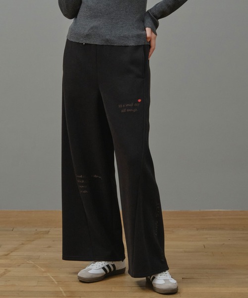 Nunc.(ヌンク)の「裏毛ロゴ刺繍ボンディングパンツ(スウェットパンツ・レディース・杢グレー/ブラック/オフホワイト・FREE)」の12枚目の写真