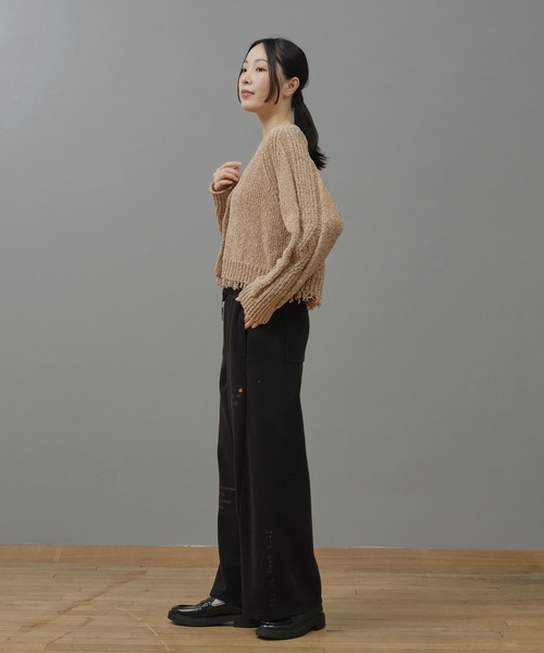 Nunc.(ヌンク)の「裏毛ロゴ刺繍ボンディングパンツ(スウェットパンツ・レディース・杢グレー/ブラック/オフホワイト・FREE)」の16枚目の写真