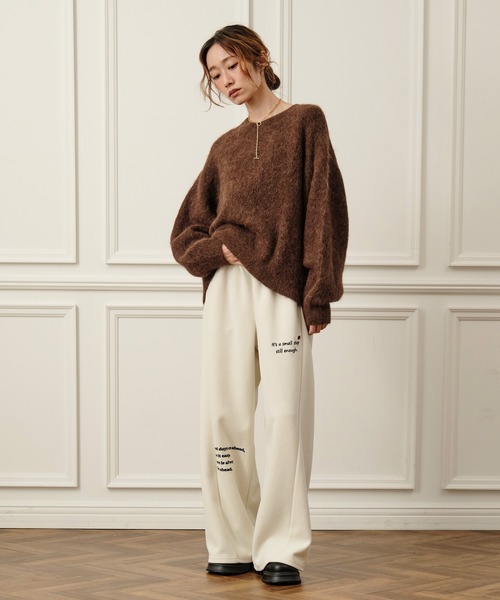 Nunc.(ヌンク)の「裏毛ロゴ刺繍ボンディングパンツ(スウェットパンツ・レディース・杢グレー/ブラック/オフホワイト・FREE)」の7枚目の写真
