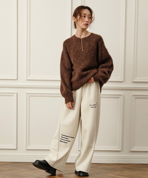 Nunc.(ヌンク)の「裏毛ロゴ刺繍ボンディングパンツ(スウェットパンツ・レディース・杢グレー/ブラック/オフホワイト・FREE)」の8枚目の写真