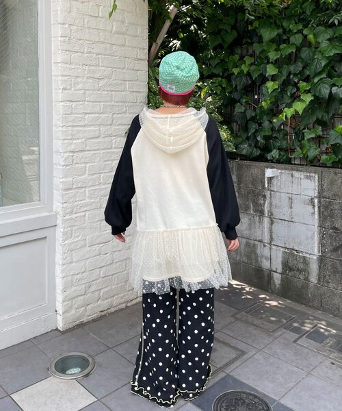 HELLO.SANFRANCISCO(ハローサンフランシスコ)の「【HELLO.SANFRANCISCO/ハローサンフランシスコ】ワッフルロゴチュールフーディチュニック(Tシャツ/カットソー・レディース・ピンク/ホワイト・ONE SIZE)」の11枚目の写真