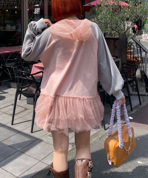 HELLO.SANFRANCISCO(ハローサンフランシスコ)の「【HELLO.SANFRANCISCO/ハローサンフランシスコ】ワッフルロゴチュールフーディチュニック(Tシャツ/カットソー・レディース・ピンク/ホワイト・ONE SIZE)」の20枚目の写真