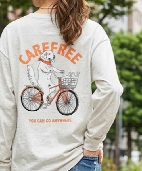 CORISCO（コリスコ）の「サイクルアニマル柄ロンTEE(M1)（Tシャツ/カットソー・メンズ・ホワイト系1/キナリ/グレー系1/ブラック系2/ブラック系1/オートミール/ホワイト系2/グレー系2・X-LARGE/LARGE/MEDIUM）」の2枚目の写真