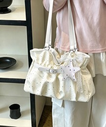 星柄ショルダーバッグチャーム付きトート鞄