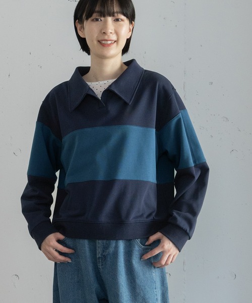 POU DOU DOU（プードゥドゥ）の「ミニ裏毛ラガートップス（Tシャツ/カットソー・レディース・アイボリー/ボルドー/ネイビー・3）」の13枚目の写真