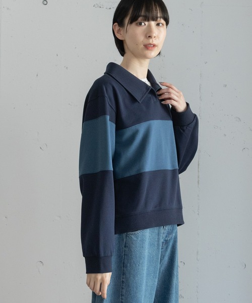 POU DOU DOU（プードゥドゥ）の「ミニ裏毛ラガートップス（Tシャツ/カットソー・レディース・アイボリー/ボルドー/ネイビー・3）」の15枚目の写真