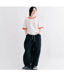 デニム無地ピンタックワイドバンディングパンツ_3カラー