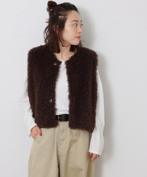JOURNAL STANDARD LUXE（ジャーナルスタンダード　ラックス）の「カーリーショートベスト（その他アウター・レディース・ブラウン/ブラウン系その他・FREE）」の9枚目の写真