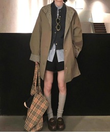 ビックシルエットチェック切り替えジャケット