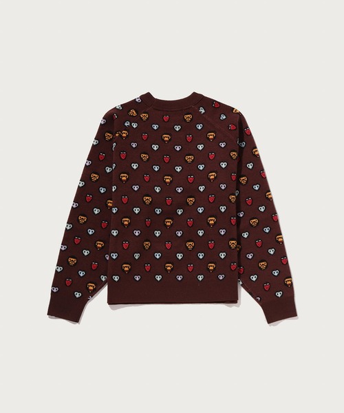 A BATHING APE（アベイシングエイプ）の「MILOGRAM SWEETS PATTERN OVERSIZED SWEATER（ニット/セーター・レディース・ブラウン/ホワイト・SMALL/X-SMALL）」の4枚目の写真