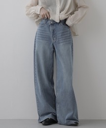 クロスワイドストレートデニムパンツ