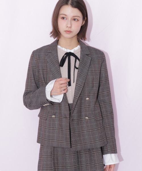JILL by JILL STUART(ジルバイジルスチュアート)の「<セットアップ対応>ウーリッシュフラノテーラードジャケット(テーラードジャケット・レディース・ブラウン系その他/グレー系その他・SMALL/MEDIUM)」の6枚目の写真