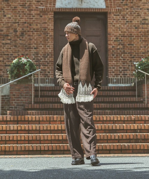 niko and...(ニコアンド)の「【ANDSEWN (アンドソーン)】ワイドヘリンボーンパンツ(その他パンツ・メンズ・ブラウン/チャコール・MEDIUM/LARGE)」の13枚目の写真