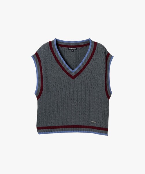 To b. by agnes b.(トゥービーバイアニエスベー)の「マルチカラー ライン コットン ニットベスト(ベスト・レディース・チャコールグレー・FREE)」の2枚目の写真