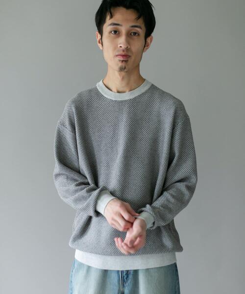 URBAN RESEARCH DOORS（アーバンリサーチドアーズ）の「配色カノコニットプルオーバー（ニット/セーター・メンズ・チャコールグレー/ライトグレー・LARGE/MEDIUM）」の3枚目の写真