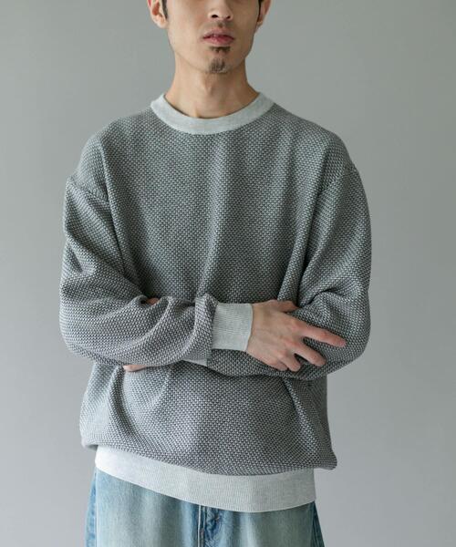 URBAN RESEARCH DOORS（アーバンリサーチドアーズ）の「配色カノコニットプルオーバー（ニット/セーター・メンズ・チャコールグレー/ライトグレー・LARGE/MEDIUM）」の6枚目の写真