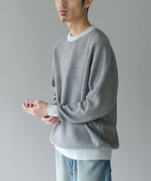 URBAN RESEARCH DOORS（アーバンリサーチドアーズ）の「配色カノコニットプルオーバー（ニット/セーター・メンズ・チャコールグレー/ライトグレー・LARGE/MEDIUM）」の7枚目の写真