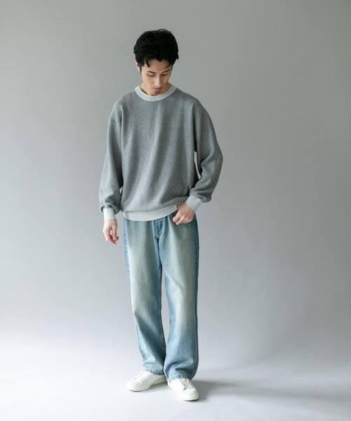 URBAN RESEARCH DOORS（アーバンリサーチドアーズ）の「配色カノコニットプルオーバー（ニット/セーター・メンズ・チャコールグレー/ライトグレー・LARGE/MEDIUM）」の8枚目の写真