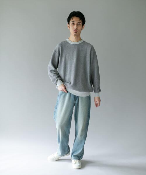 URBAN RESEARCH DOORS（アーバンリサーチドアーズ）の「配色カノコニットプルオーバー（ニット/セーター・メンズ・チャコールグレー/ライトグレー・LARGE/MEDIUM）」の9枚目の写真
