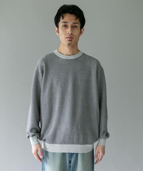 URBAN RESEARCH DOORS（アーバンリサーチドアーズ）の「配色カノコニットプルオーバー（ニット/セーター・メンズ・チャコールグレー/ライトグレー・LARGE/MEDIUM）」の10枚目の写真