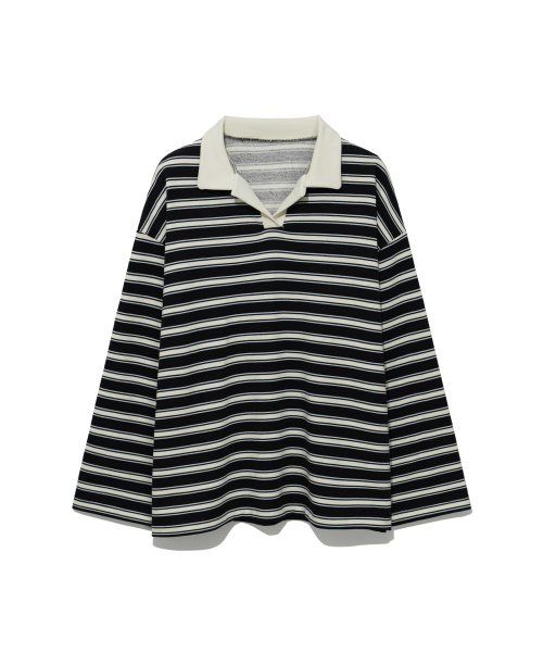 MOAA(モア)の「ハーバー ストライプカラーTシャツ(ブラック)(ポロシャツ・レディース・その他・FREE)」の1枚目の写真