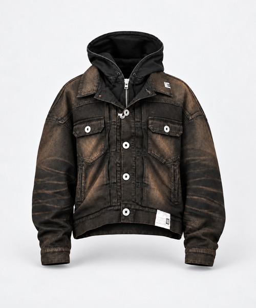 Maison MIHARA YASUHIRO(メゾンミハラヤスヒロ)の「【MIHARAYASUHIRO/ミハラヤスヒロ】LAYERED DENIM JACKET(デニムジャケット・メンズ・ブラック/インディゴブルー・44/46/48)」の2枚目の写真