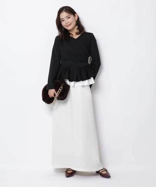 JUSGLITTY(ジャスグリッティー)の「カシュクールペプラムニット(ニット/セーター・レディース・ブラック系その他2/オフホワイト/ボルドー・2)」の12枚目の写真