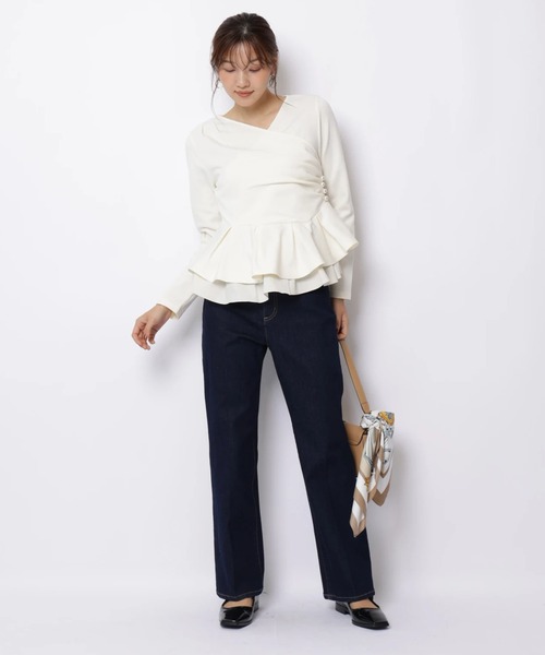 JUSGLITTY(ジャスグリッティー)の「カシュクールペプラムニット(ニット/セーター・レディース・ブラック系その他2/オフホワイト/ボルドー・2)」の22枚目の写真