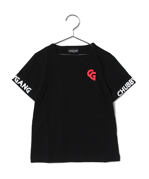 CHUBBYGANG（チャビーギャング）の「ロゴプリントロールアップ半袖Tシャツ（Tシャツ/カットソー・キッズ・ブラック/ホワイト/クリーム・100/120/110/130）」の2枚目の写真
