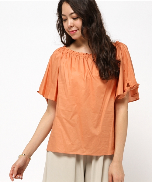 NATURAL BEAUTY BASIC（ナチュラルビューティーベーシック）の「【JJ6月号掲載 JJ×NBBコラボ商品】シャーリングブラウス（シャツ/ブラウス・レディース・ホワイト系その他/カーキ/オレンジ・SMALL/MEDIUM）」の8枚目の写真