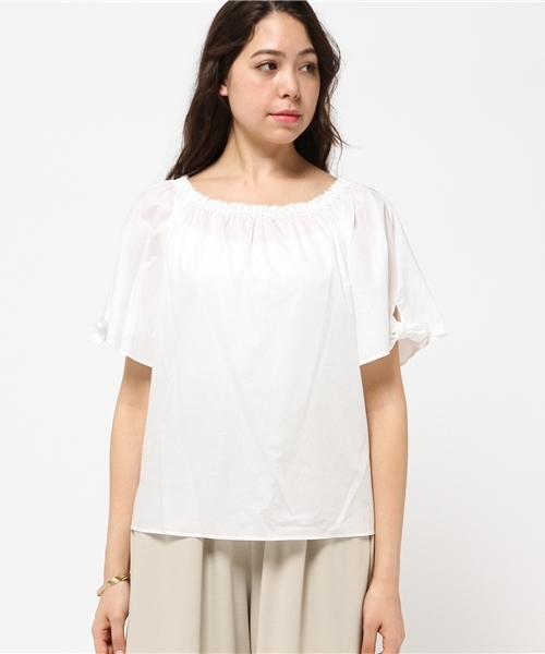 NATURAL BEAUTY BASIC（ナチュラルビューティーベーシック）の「【JJ6月号掲載 JJ×NBBコラボ商品】シャーリングブラウス（シャツ/ブラウス・レディース・ホワイト系その他/カーキ/オレンジ・SMALL/MEDIUM）」の11枚目の写真