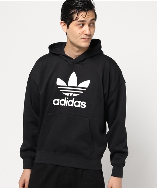 adidas（アディダス）の「【adicolor】 オリジナルス パーカー[ADICOLOR HOODIE]（パーカー・メンズ・ブラック/ライトグレー/グリーン・X-SMALL/SMALL/MEDIUM/LARGE/X-LARGE/XX-LARGE/XXX-LARGE）」の2枚目の写真