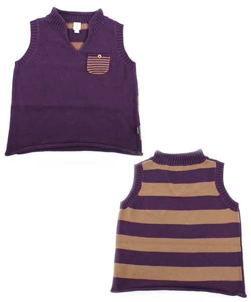 green label relaxing（グリーンレーベルリラクシング）の「C 7GポケットVST BOR ベスト（ベスト・キッズ・ブラウン/パープル・XS/95/S/105/L/125/M/115）」の2枚目の写真