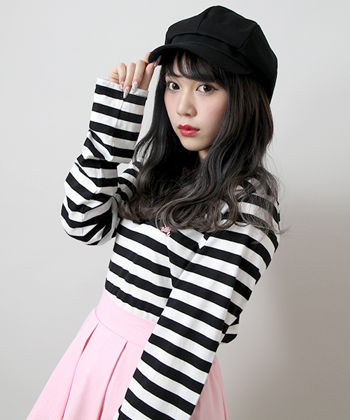 PUNYUS(プニュズ)の「ワンポイントボーダーロンT(Tシャツ/カットソー・レディース・ネイビー/ブラック・3/2/1/4)」の2枚目の写真