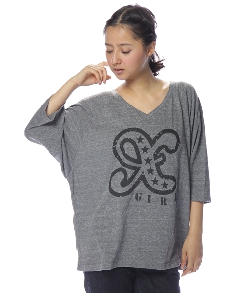 X-girl（エックスガール）の「BIG H/S TEE（Tシャツ/カットソー・レディース・ホワイト/ブラック/アッシュグレー/パープル・ONE SIZE）」の3枚目の写真