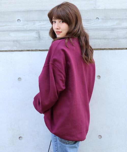 EMMA NOVEMBER　（エマノーヴェンバー）の「ビッグシルエット ドロップショルダー クルー スウェット（スウェット・レディース・ホワイト/レッド/ブラック/ネイビー/グレー/ダークグリーン/ダークブラウン/ピンク/パープル/セージグリーン/マルーン/オレンジ/ライトブルー/ゴールド/ミント・FREE/1/2）」の13枚目の写真