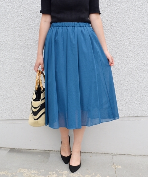 SHIPS（シップス）の「コットンギャザースカート（スカート・レディース・ブルー/ブラック/イエロー/レッド/キャメル・ONE SIZE）」の3枚目の写真