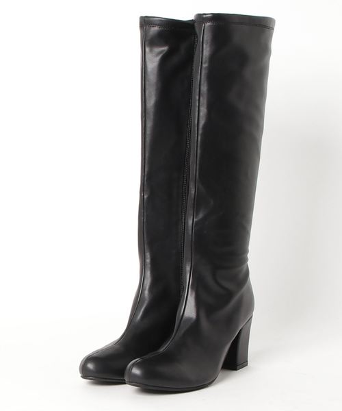 KOBE LETTUCE（コウベレタス）の「太ヒールシンプルロングブーツ＊レディース/シューズ/ロング丈[I1402]神戸レタス（ブーツ・レディース・キャメル/ブラック系その他2/ベージュ/ブラック系その他/ブラック系その他4/ベージュ系その他/イエロー系その他/ブラック系その他3・L/LL/M/S）」の9枚目の写真