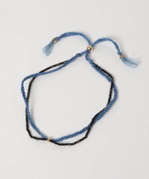 岩座 IWAKURA(イワクラ)の「【岩座】本藍染め 綿麻アンクレット スピネル(アンクレット・レディース・ブラック系その他・FREE)」の1枚目の写真