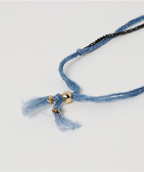 岩座 IWAKURA(イワクラ)の「【岩座】本藍染め 綿麻アンクレット スピネル(アンクレット・レディース・ブラック系その他・FREE)」の4枚目の写真