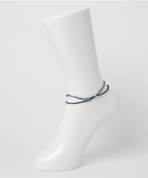 岩座 IWAKURA(イワクラ)の「【岩座】本藍染め 綿麻アンクレット スピネル(アンクレット・レディース・ブラック系その他・FREE)」の2枚目の写真