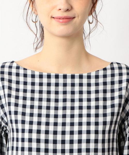 green label relaxing（グリーンレーベルリラクシング）の「KFC ギンガム ソデシャーリング ブラウス ◆（シャツ/ブラウス・レディース・ブラック/ピンク/ネイビー・FREE）」の20枚目の写真