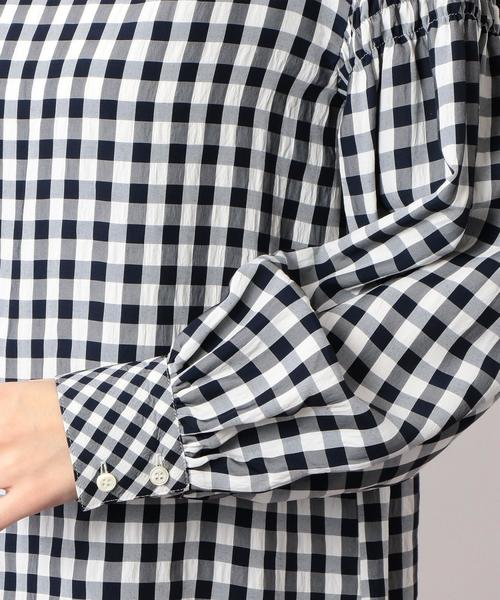 green label relaxing（グリーンレーベルリラクシング）の「KFC ギンガム ソデシャーリング ブラウス ◆（シャツ/ブラウス・レディース・ブラック/ピンク/ネイビー・FREE）」の10枚目の写真
