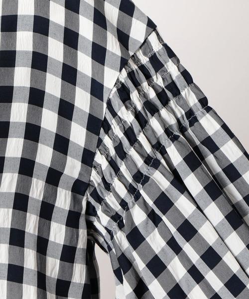 green label relaxing（グリーンレーベルリラクシング）の「KFC ギンガム ソデシャーリング ブラウス ◆（シャツ/ブラウス・レディース・ブラック/ピンク/ネイビー・FREE）」の12枚目の写真
