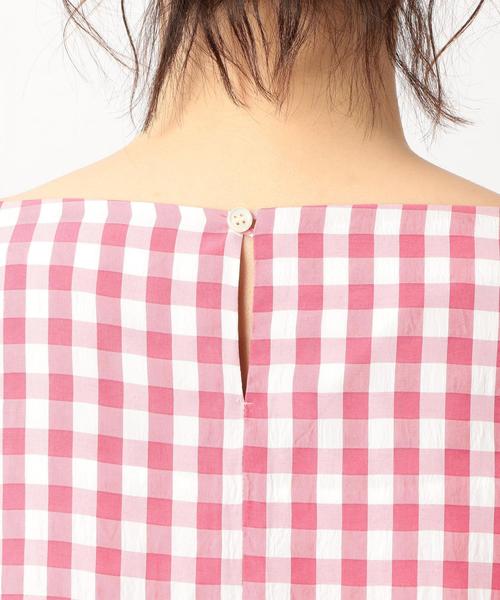 green label relaxing（グリーンレーベルリラクシング）の「KFC ギンガム ソデシャーリング ブラウス ◆（シャツ/ブラウス・レディース・ブラック/ピンク/ネイビー・FREE）」の15枚目の写真