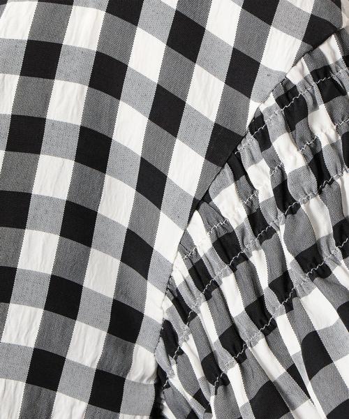 green label relaxing（グリーンレーベルリラクシング）の「KFC ギンガム ソデシャーリング ブラウス ◆（シャツ/ブラウス・レディース・ブラック/ピンク/ネイビー・FREE）」の5枚目の写真