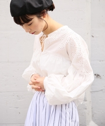 LOWRYS FARM | カットワークソデボリュームブラウス　784104(シャツ/ブラウス)