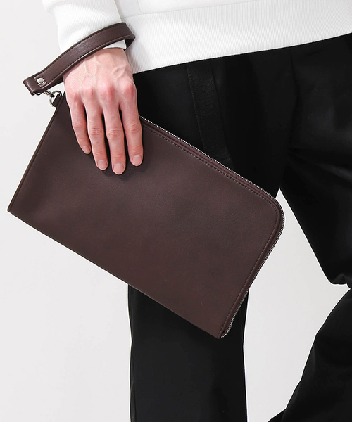 WEGO（ウィゴー）の「WEGO/ラウンドZIPミニクラッチバッグ（クラッチバッグ・メンズ・ブラック/ネイビー/ブラウン・FREE）」の2枚目の写真