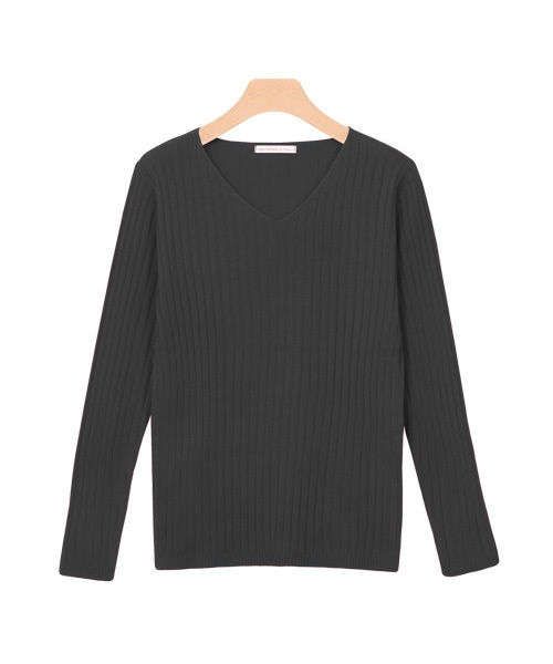 Pierrot(ピエロ)の「Vネックとボートネックから選べる綿混リブニット(ニット/セーター・レディース・ブラック/ネイビー/レッド/パープル/ピンク/杢グレー/アイボリー/ベージュ系その他/ブルー/イエロー/ミント/マスタード/グリーン系その他/オレンジ系その他/グリーン系その他2/ブルー系その他3/オレンジ系その他2/ブラック系その他/ピンク系その他/ベージュ系その他2/ブルー系その他4/グレー系その他/ブルー系その他/ホワイト系その他2/ブルー系その他2/ブルー系その他5/ブラウン/ホワイト系その他/ブラウン系その他/イエロー系その他/ホワイト系その他3・M/L)」の5枚目の写真